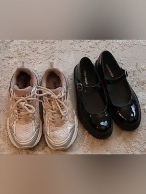 Girls Shoe Bundle Size 3 Zara Pink Sneakers & Steve Madden Black Mary Jane Chunk